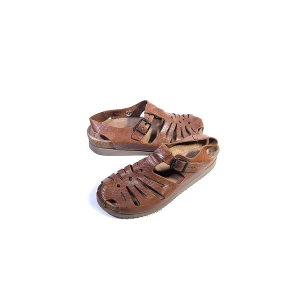 MEPHISTO 40 Mens Sandals Tan Leather MADE IN FRANCE *SOLID Size 6 - Picture 2 of 10